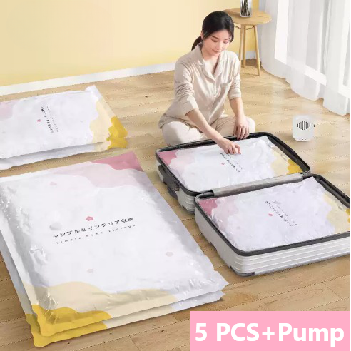 TaffPACK Kantong Plastik Vakum Pakaian Vacuum Bag 5 PCS Electric Pump - FL22