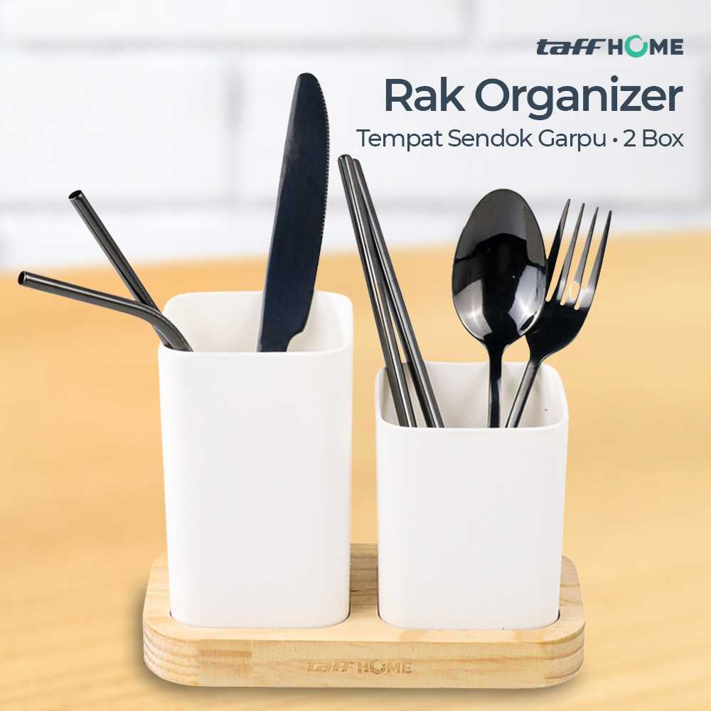 ginee_20251210165548623_9846166430.jpeg TaffHOME Rak Organizer Dapur Tempat Sendok Garpu Kitchen Storage 2 Box - LL251