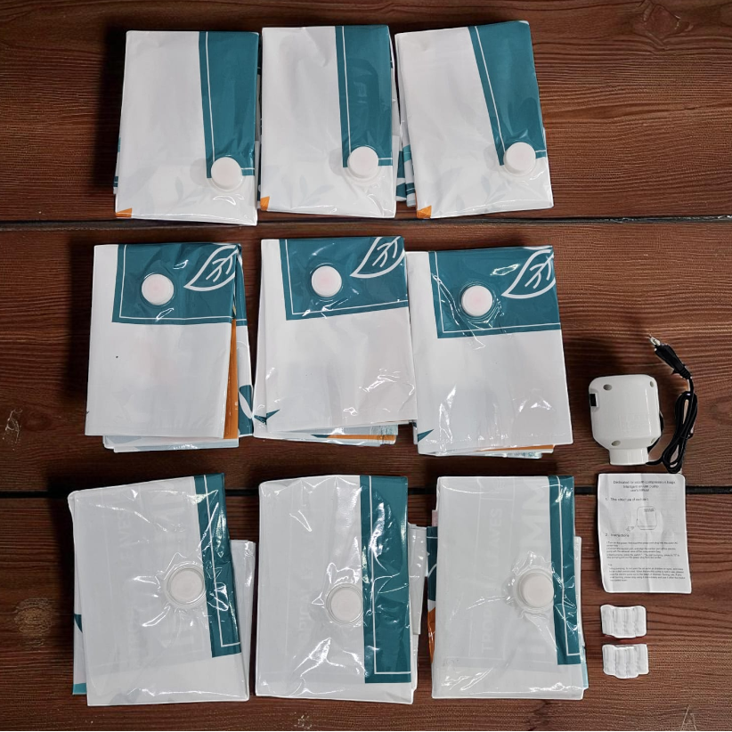 TaffPACK Kantong Plastik Vakum Pakaian Vacuum Bag 9 PCS Electric Pump - TF158