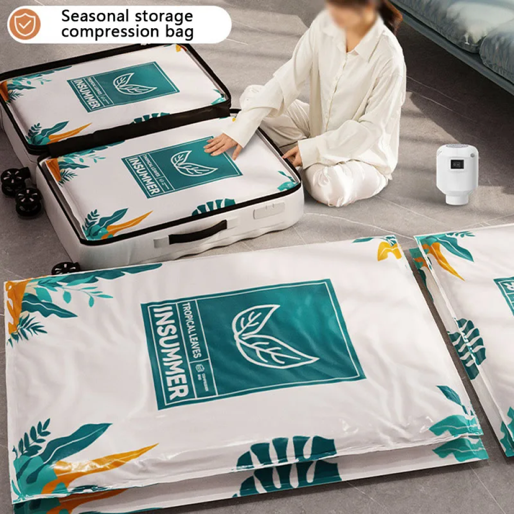 TaffPACK Kantong Plastik Vakum Pakaian Vacuum Bag 9 PCS Electric Pump - TF158