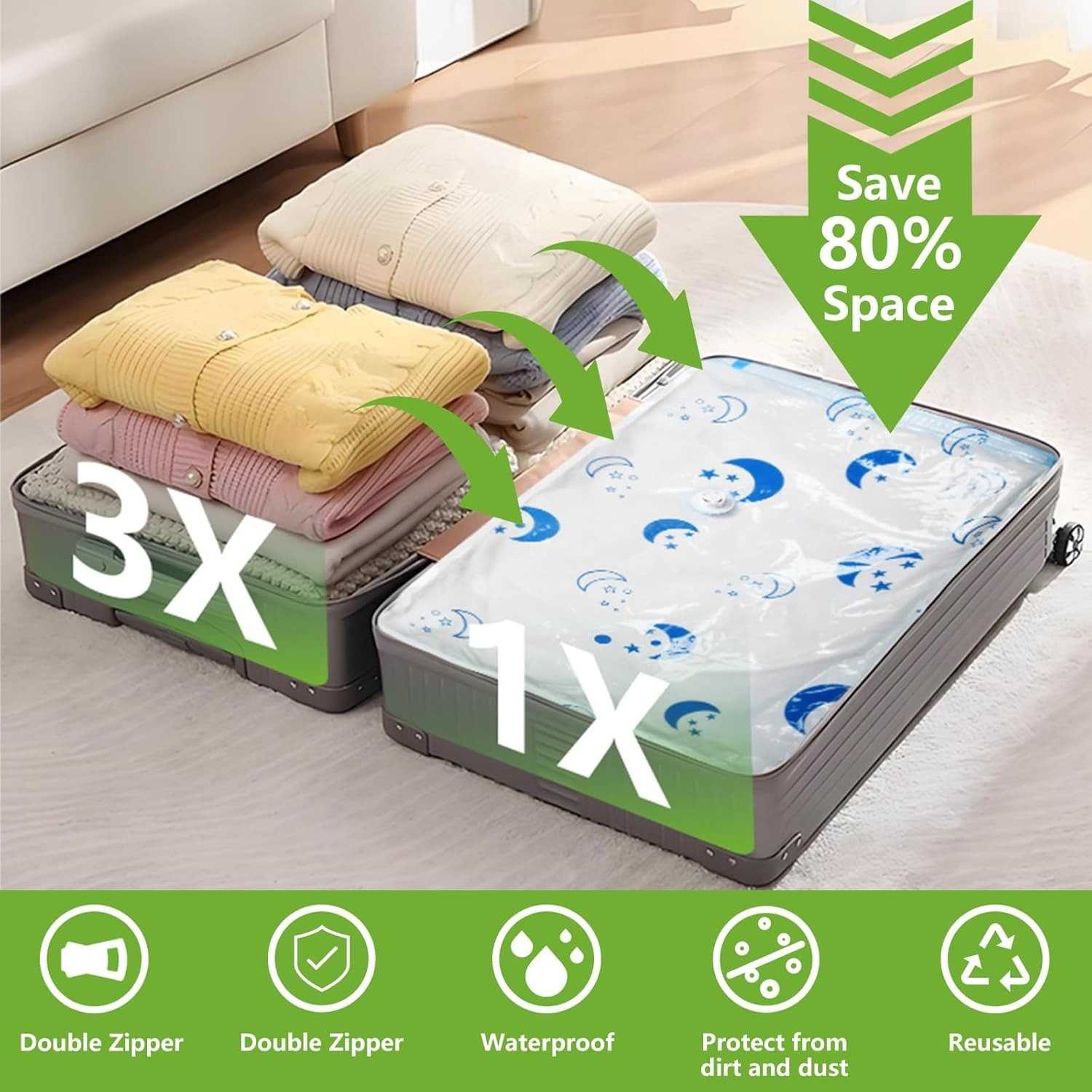 TaffPACK Kantong Plastik Vakum Pakaian Multifungsi Vacuum Bag 1 PCS - TMS-10