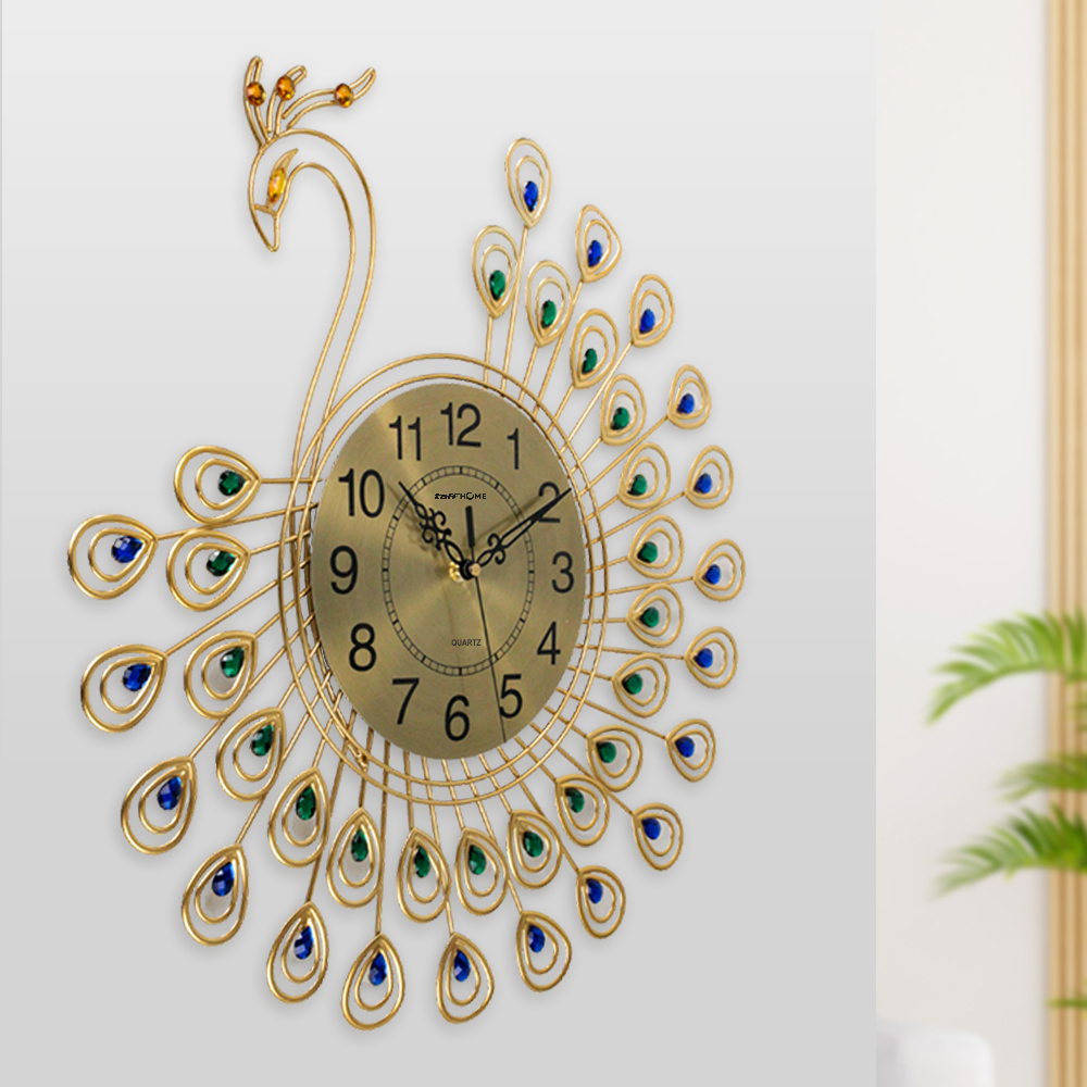 TaffHOME Jam Dinding Quartz Clock Diamond Peacock 52cm - H19