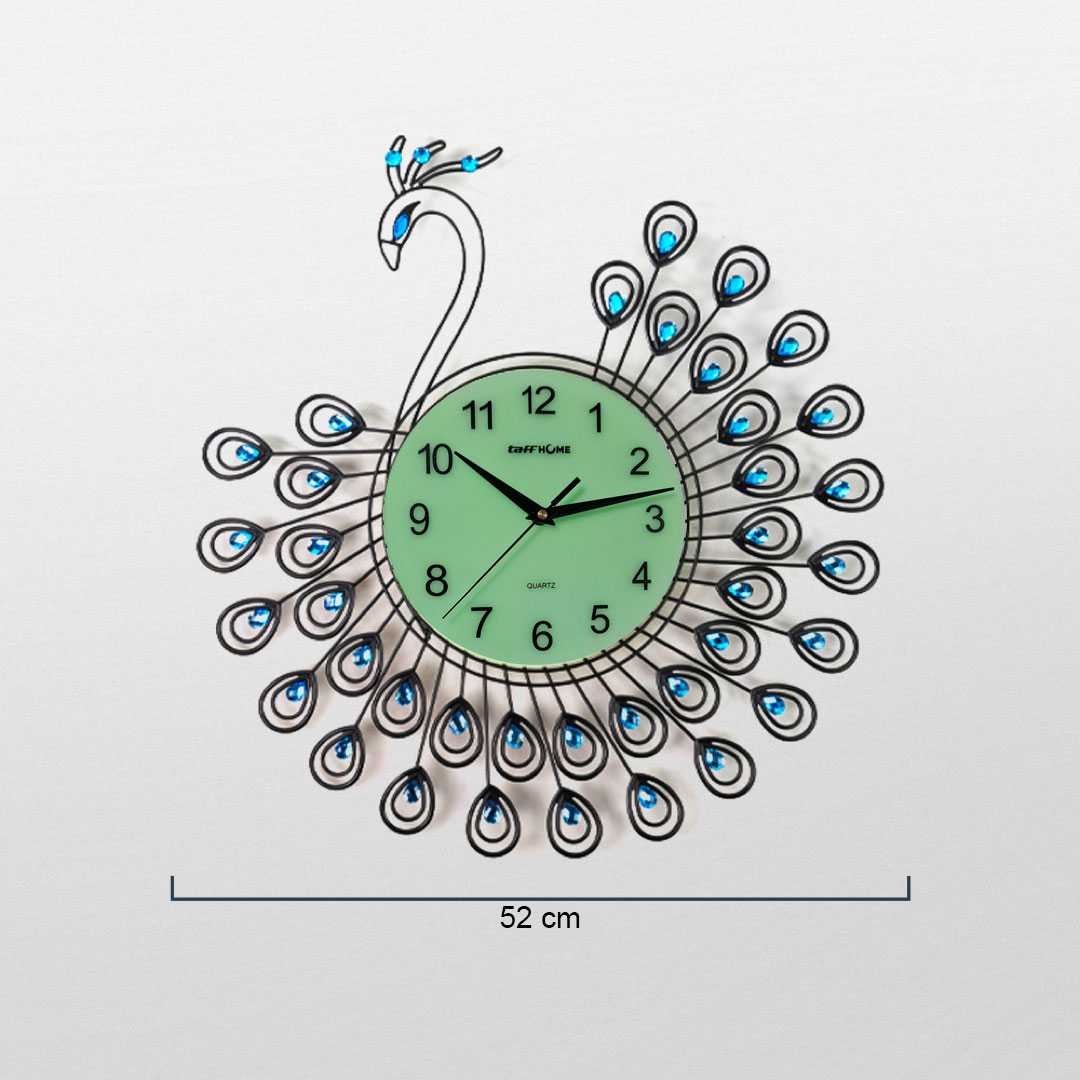 TaffHOME Jam Dinding Quartz Clock Diamond Peacock 52cm - H19