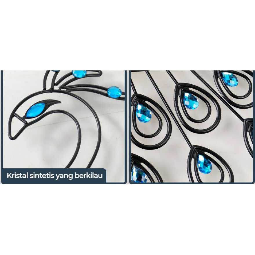 TaffHOME Jam Dinding Quartz Clock Diamond Peacock 52cm - H19