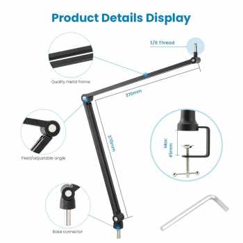TaffSTUDIO Arm Stand Mikrofon Boom Arm Lazypod Aluminium - GAZ-60