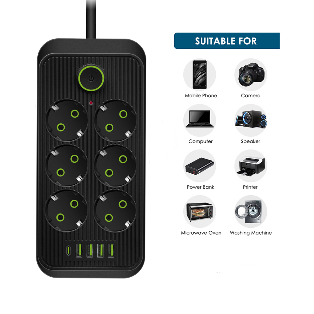 Taffware Stop Kontak USB Type C EU Plug Flame Retardant 10A 220V 2500W - QL-1075U