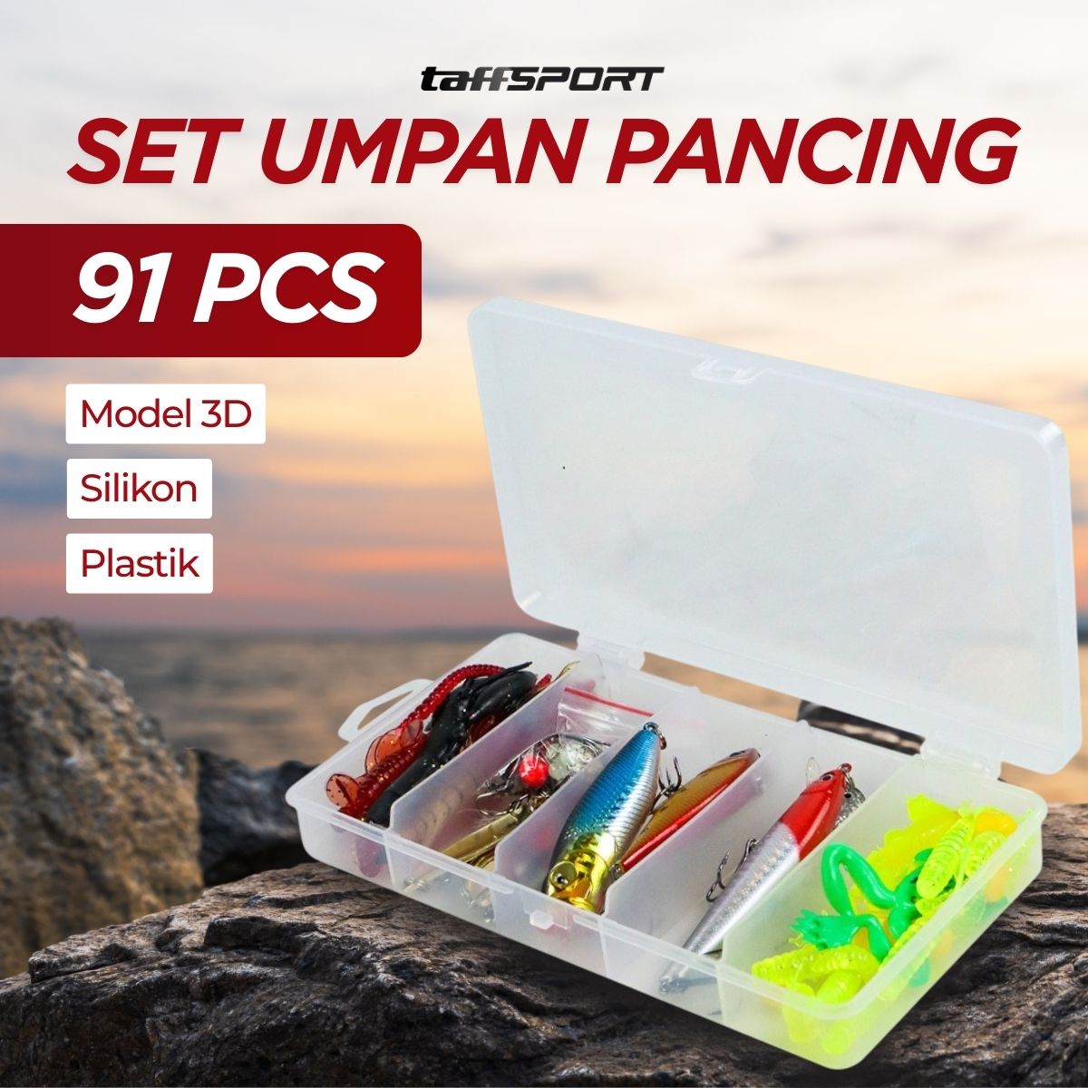TaffSPORT Umpan Pancing Ikan Set Fishing Bait Kit 91 PCS - DWS250-F