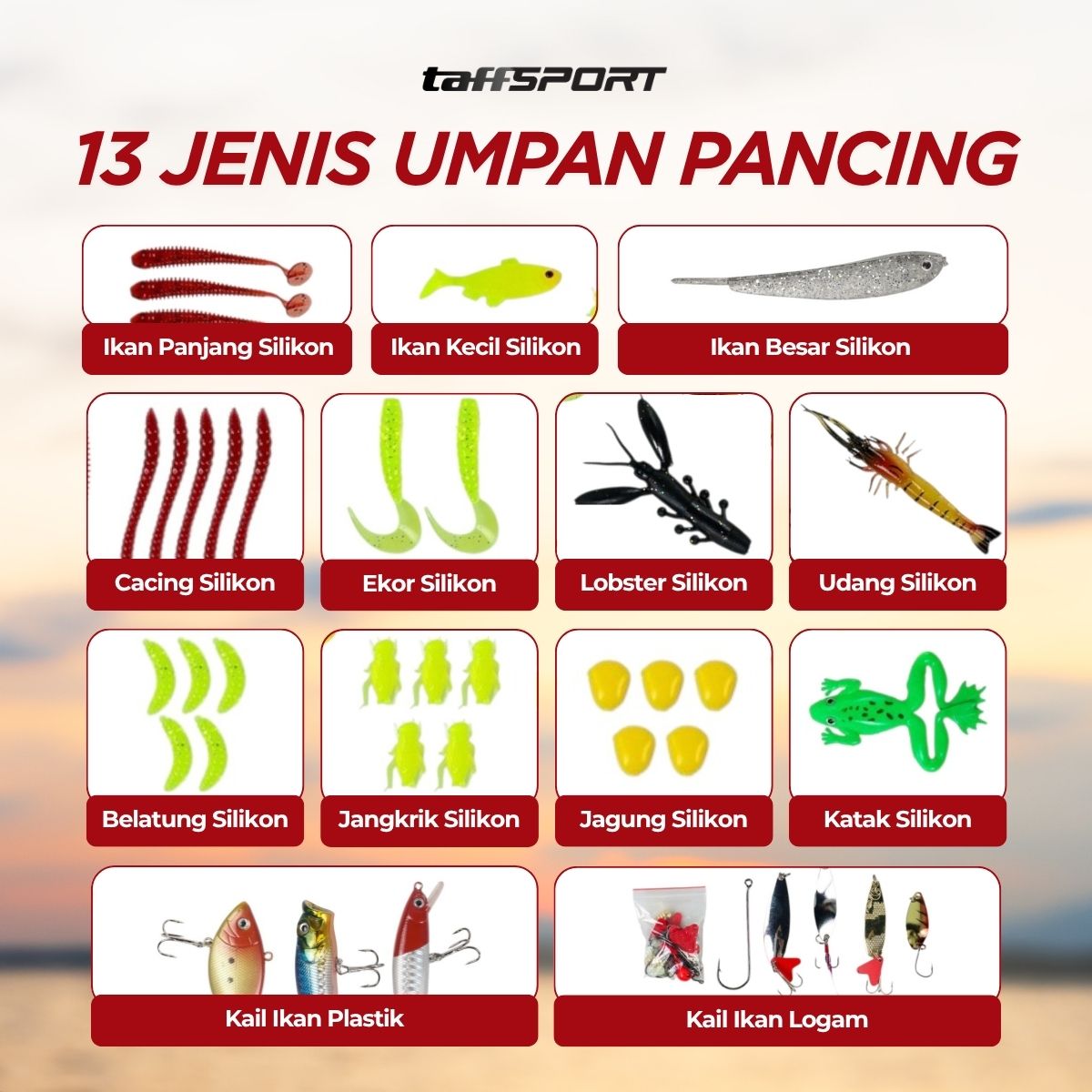 TaffSPORT Umpan Pancing Ikan Set Fishing Bait Kit 91 PCS - DWS250-F