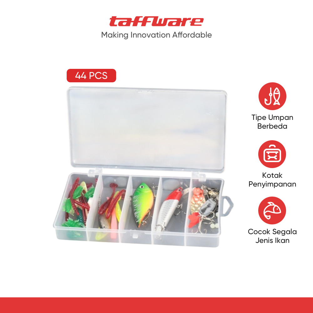 TaffSPORT Umpan Pancing Ikan Set Fishing Bait Kit 44 PCS with Case - DWS250-D