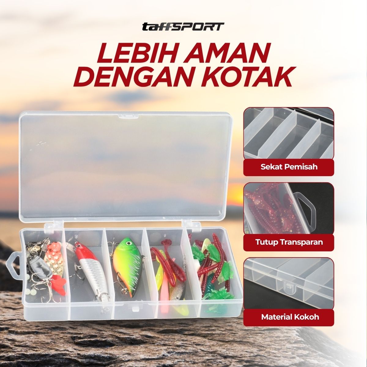 TaffSPORT Umpan Pancing Ikan Set Fishing Bait Kit 44 PCS with Case - DWS250-D