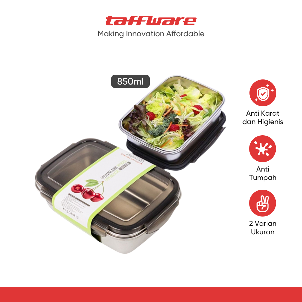 TaffHOME Kotak Makan Anti Tumpah Lunch Box Stainless Steel 304 - KT273
