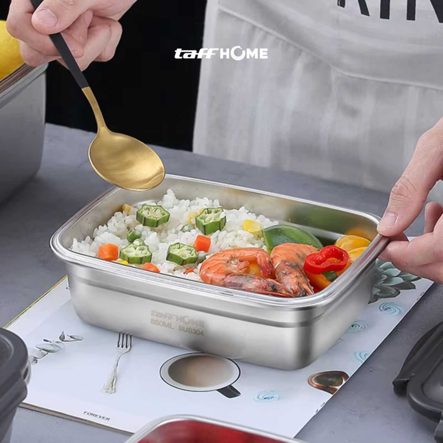 TaffHOME Kotak Makan Anti Tumpah Lunch Box Stainless Steel 304 - KT273
