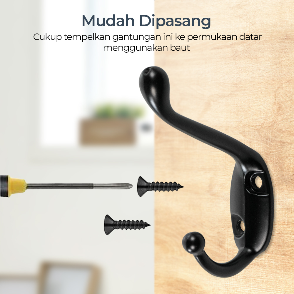 TaffHOME Gantungan Dinding Hook Hanger Screw Rack - H216