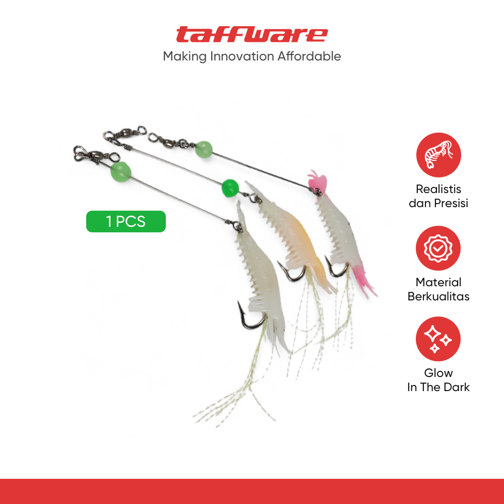 TaffSPORT Umpan Pancing Udang Kecil Luminous Shrimp Soft Bait Lure