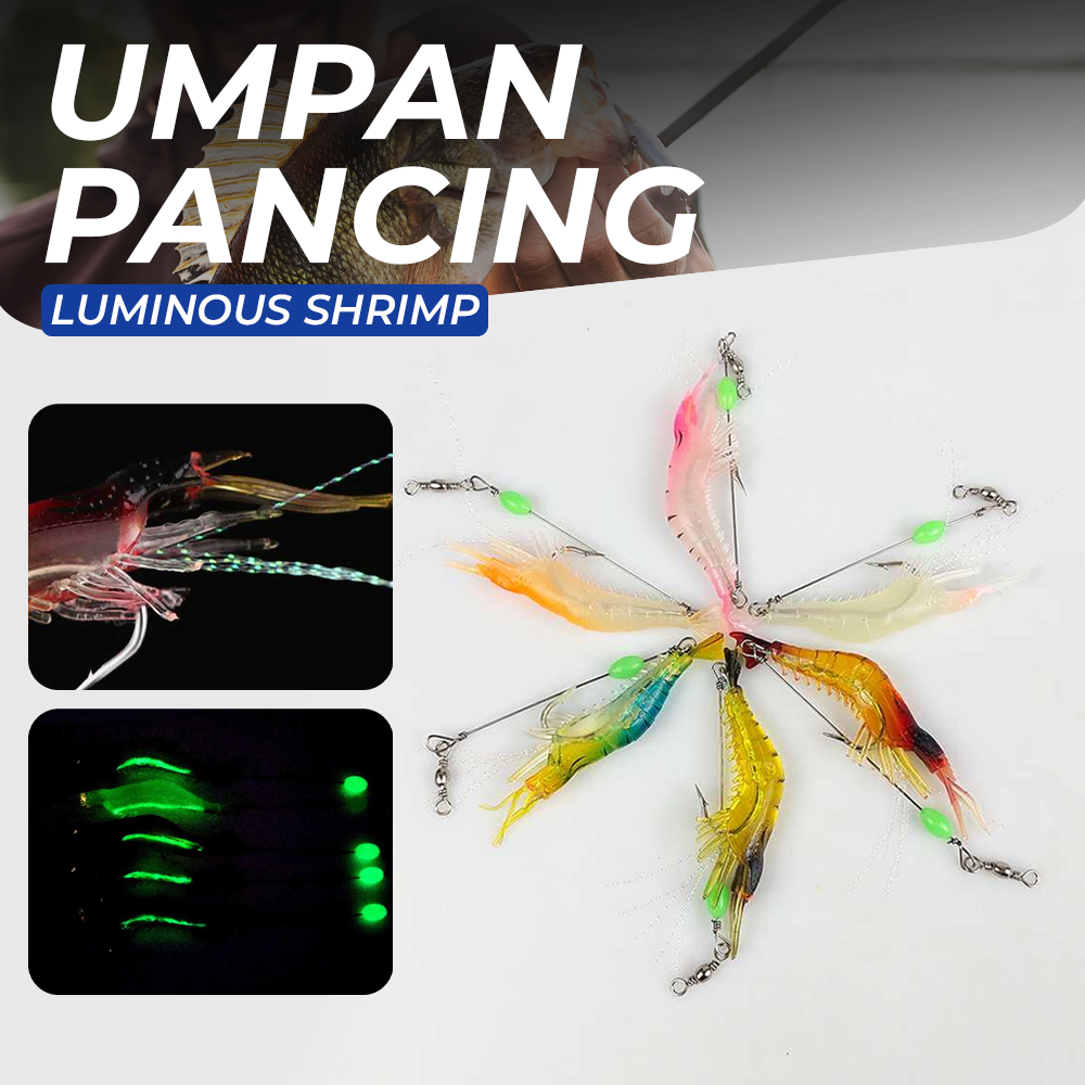 TaffSPORT Umpan Pancing Udang Kecil Luminous Shrimp Soft Bait Lure