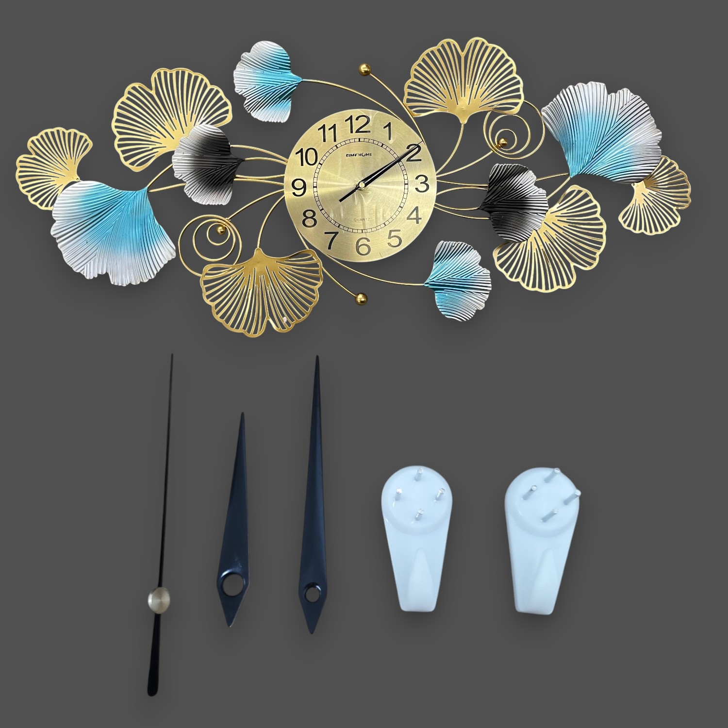 ginee_20260120183406870_0454706851.jpg TaffHOME Jam Dinding Besi Elegan Ginkgo Biloba Silent Movement 80cm - 2873