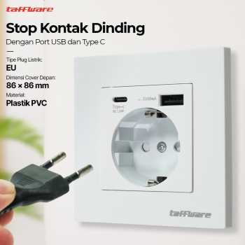 taffware-stop-kontak-dinding-usb-type-c-soket-listrik-square-wall-hb16 (8) Taffware Stop kontak Dinding USB Type C Soket Listrik Square Wall - HB16