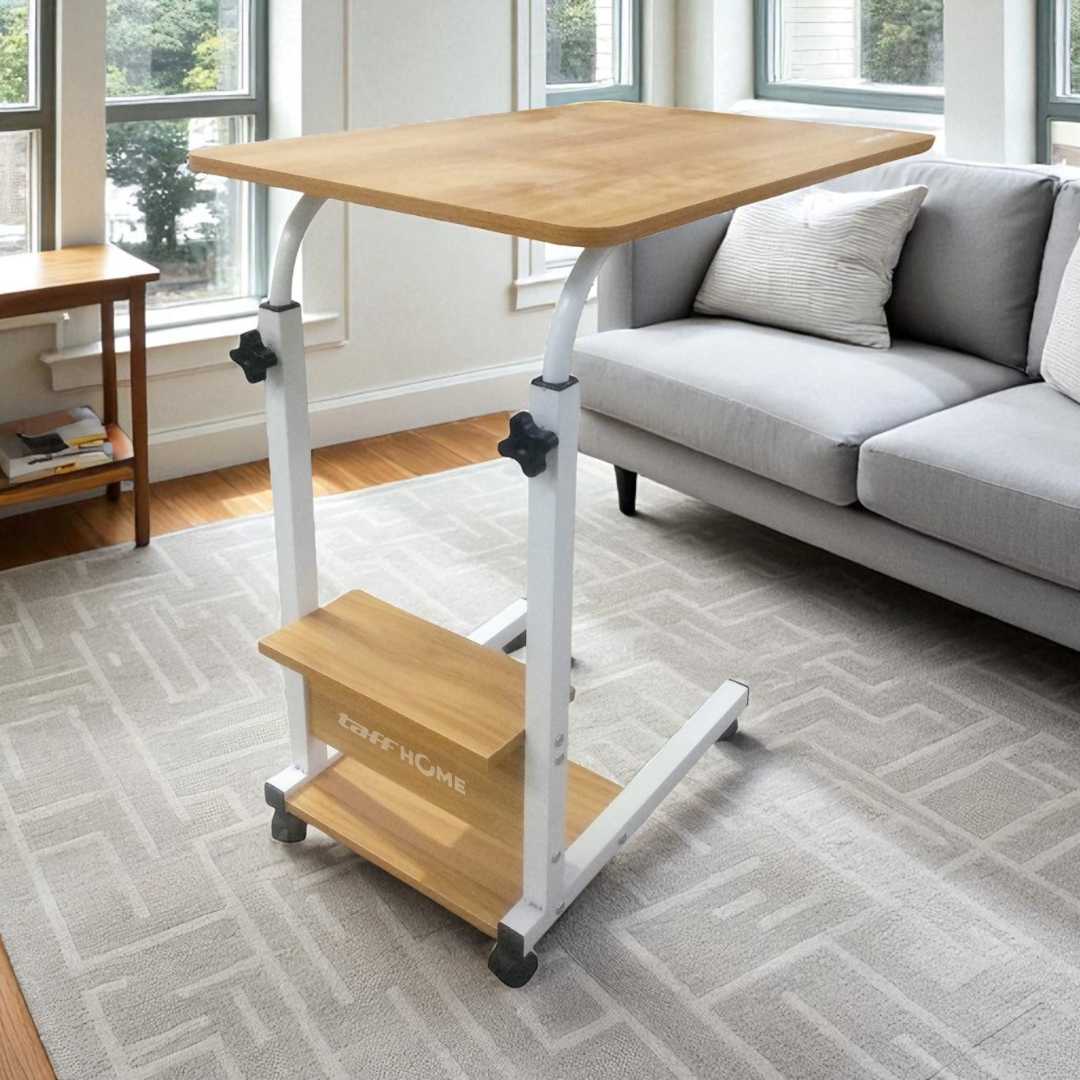TaffHOME Meja Rak Laptop Adjustable Portable Desk with 1 Rack - ND03 - Brown/White