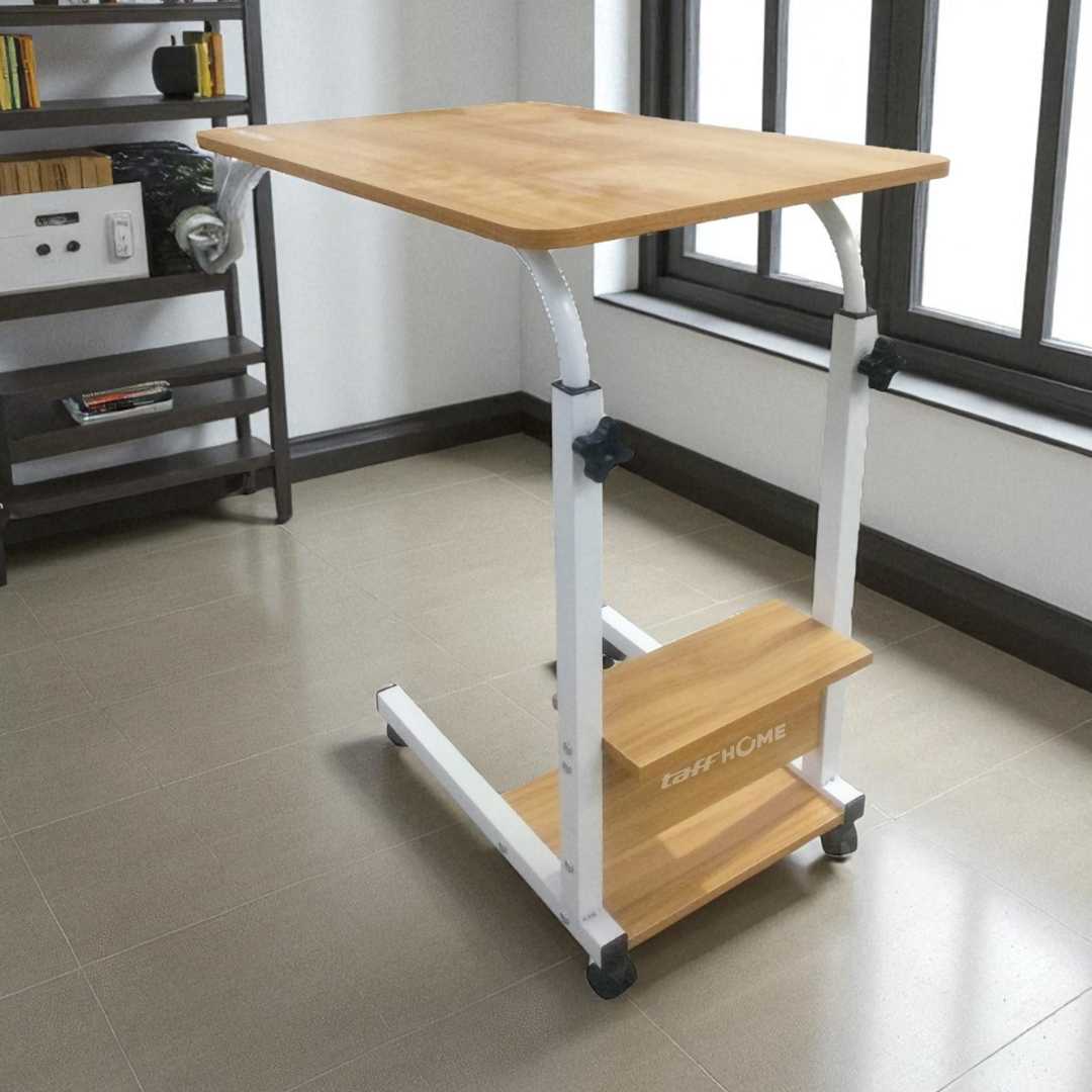 TaffHOME Meja Rak Laptop Adjustable Portable Desk with 1 Rack - ND03 - Brown/White