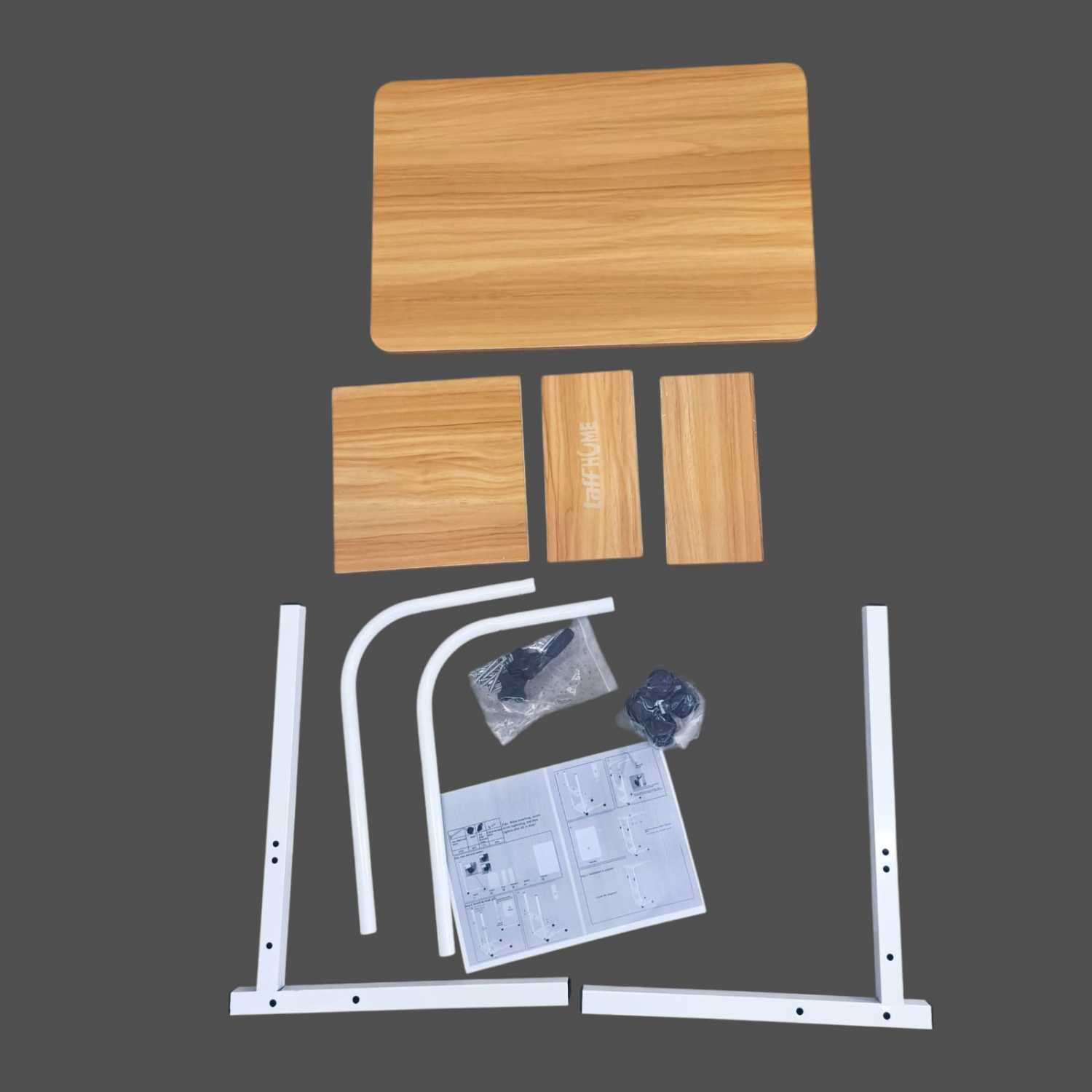 TaffHOME Meja Rak Laptop Adjustable Portable Desk with 1 Rack - ND03 - Brown/White