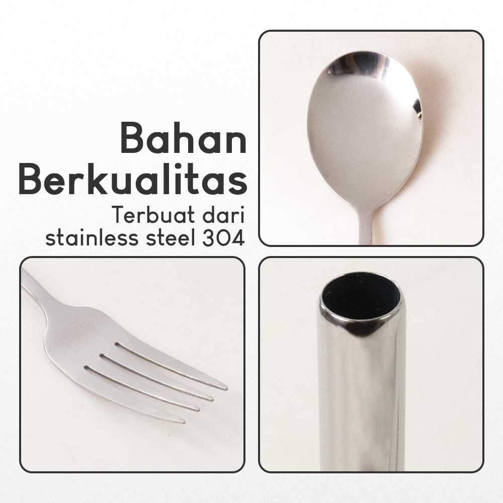 TaffHOME Set Alat Makan Sendok Garpu Sumpit Sedotan Cutlery with Pouch - T1