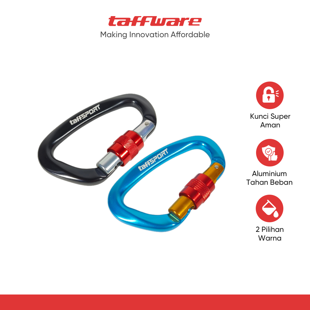 TaffSPORT Carabiner Aluminium Professional Heavy-Duty Locking - CE0321