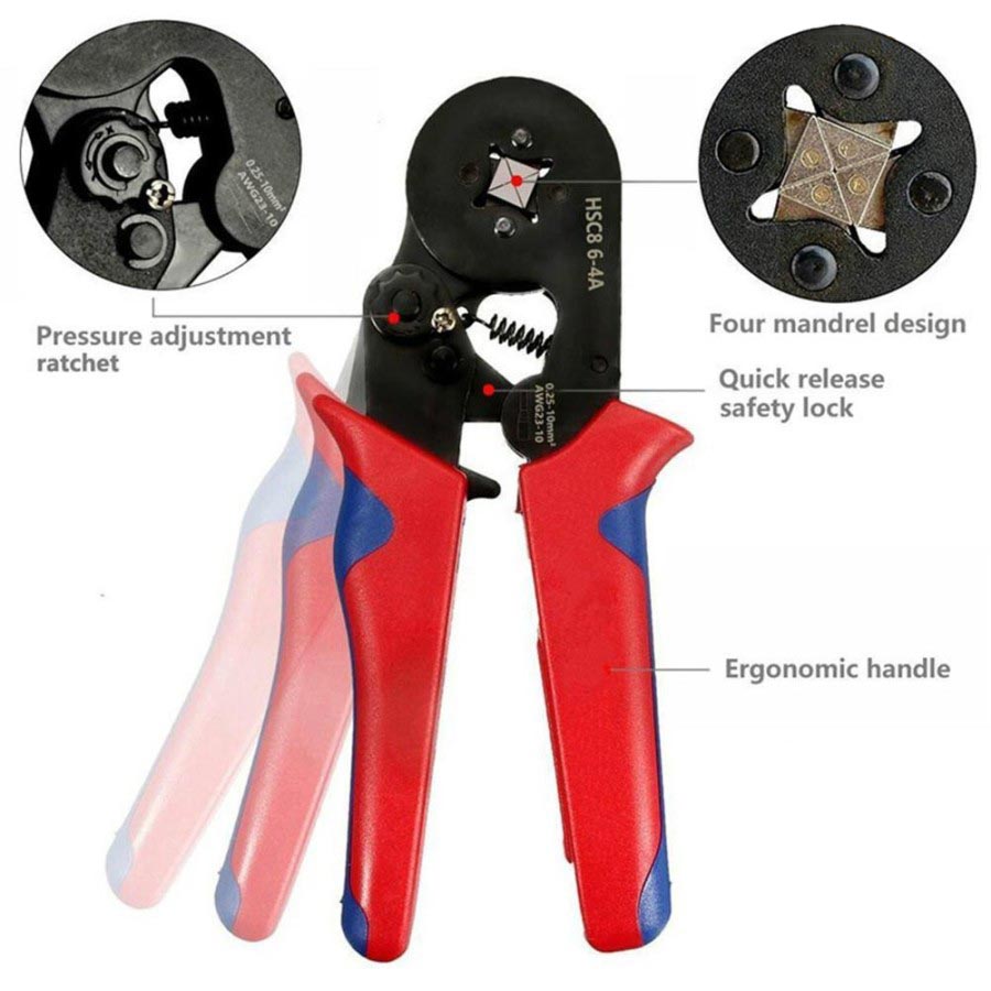 Taffware Tang Crimper Kabel Listrik Square Crimp AWG23-7 0.25-10 mm2 - HSC8 6-4A