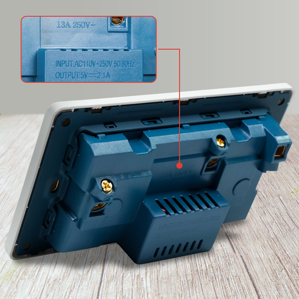 Taffware Stop Kontak Universal UK EU US 2 Slot 2 USB On/Off Switch - LC-86