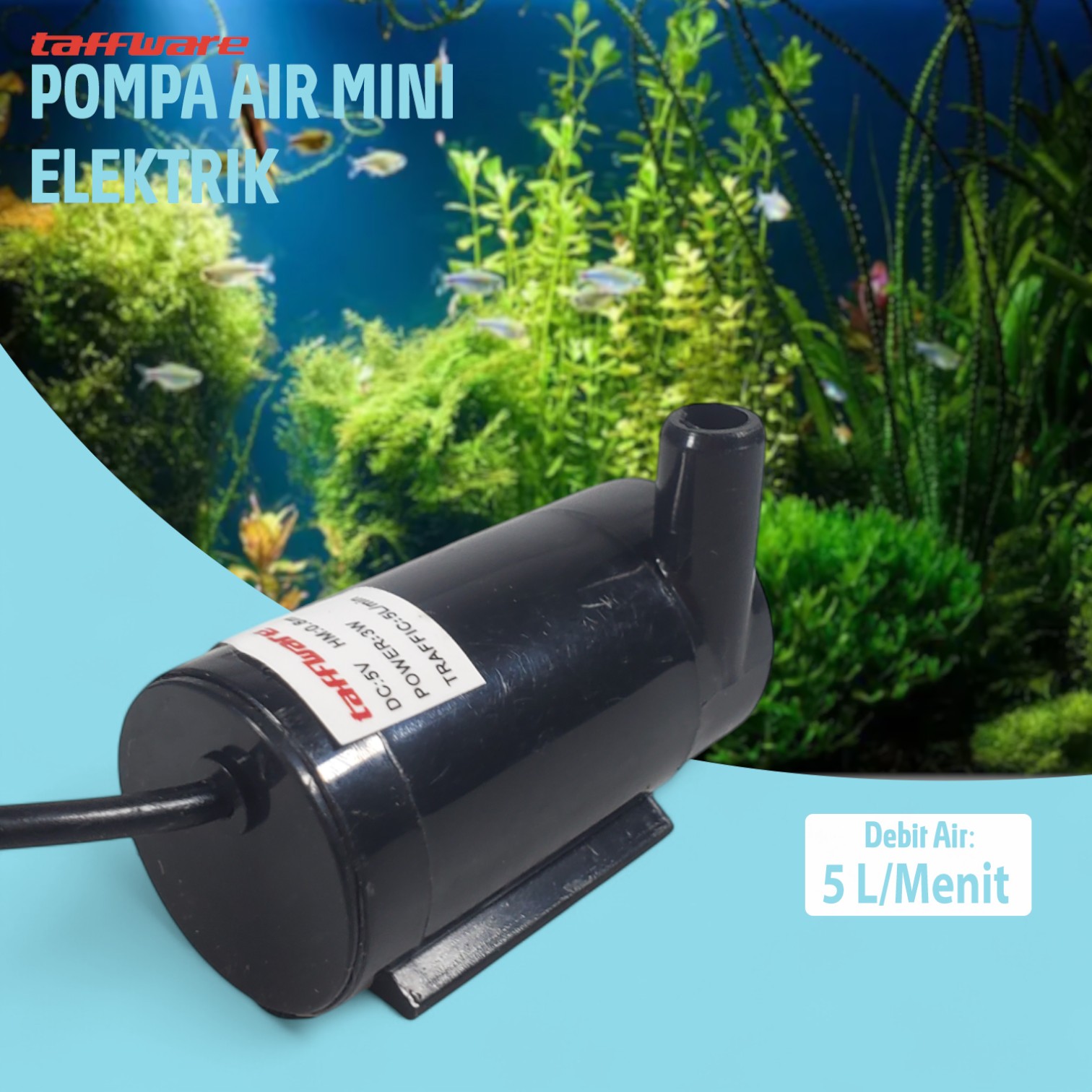 ginee_20260212124928510_7969804835.jpg Taffware Pompa Air Celup Multifungsi Aquarium Submersible Pump 5V 3W - PUM525