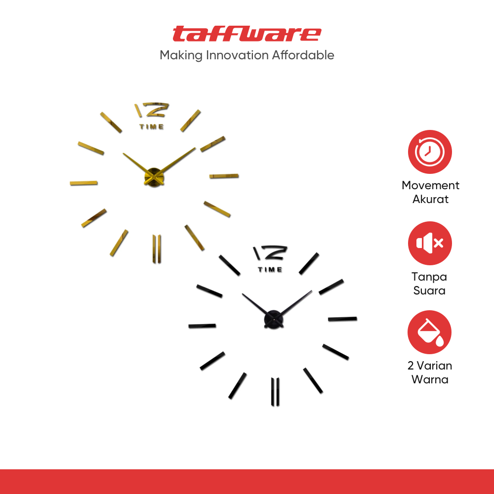 TaffHOME Jam Dinding Besar DIY Quartz Acrylic Silent Movement 80-130cm - D056