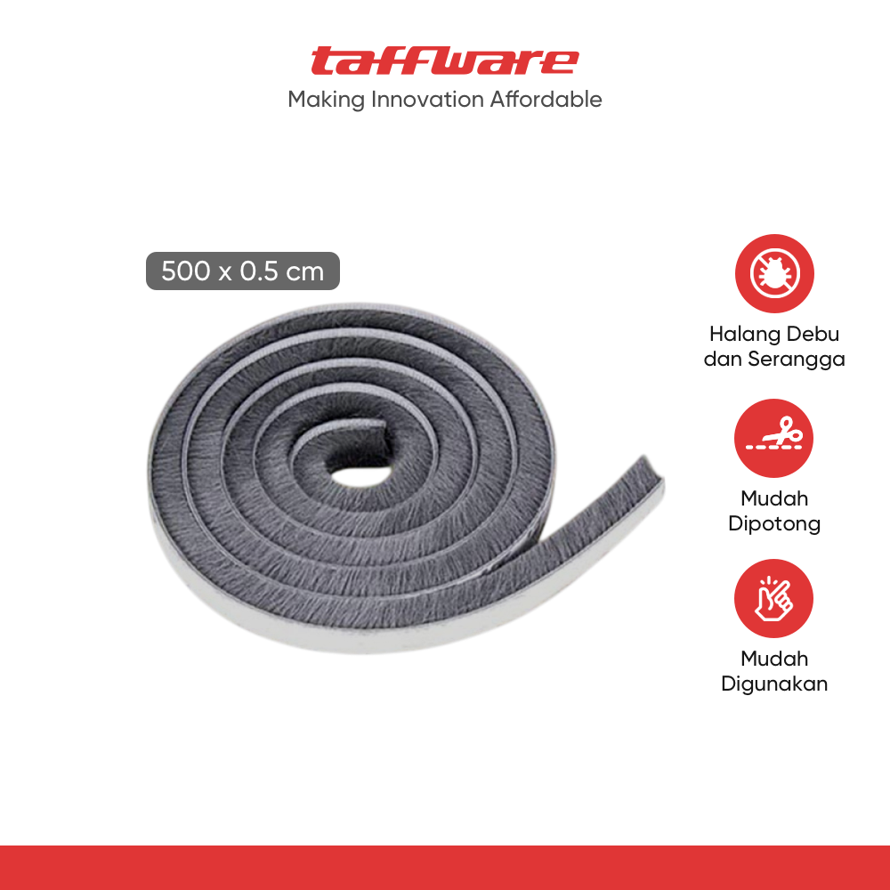 TaffHOME Lis Strip Pintu Brush Strip Sound Insulation 5M - KK-062