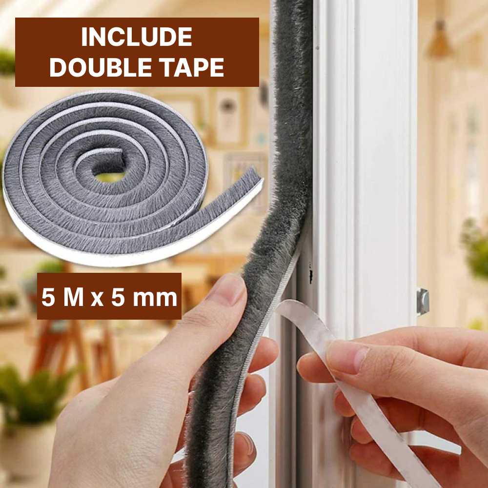 TaffHOME Lis Strip Pintu Brush Strip Sound Insulation 5M - KK-062