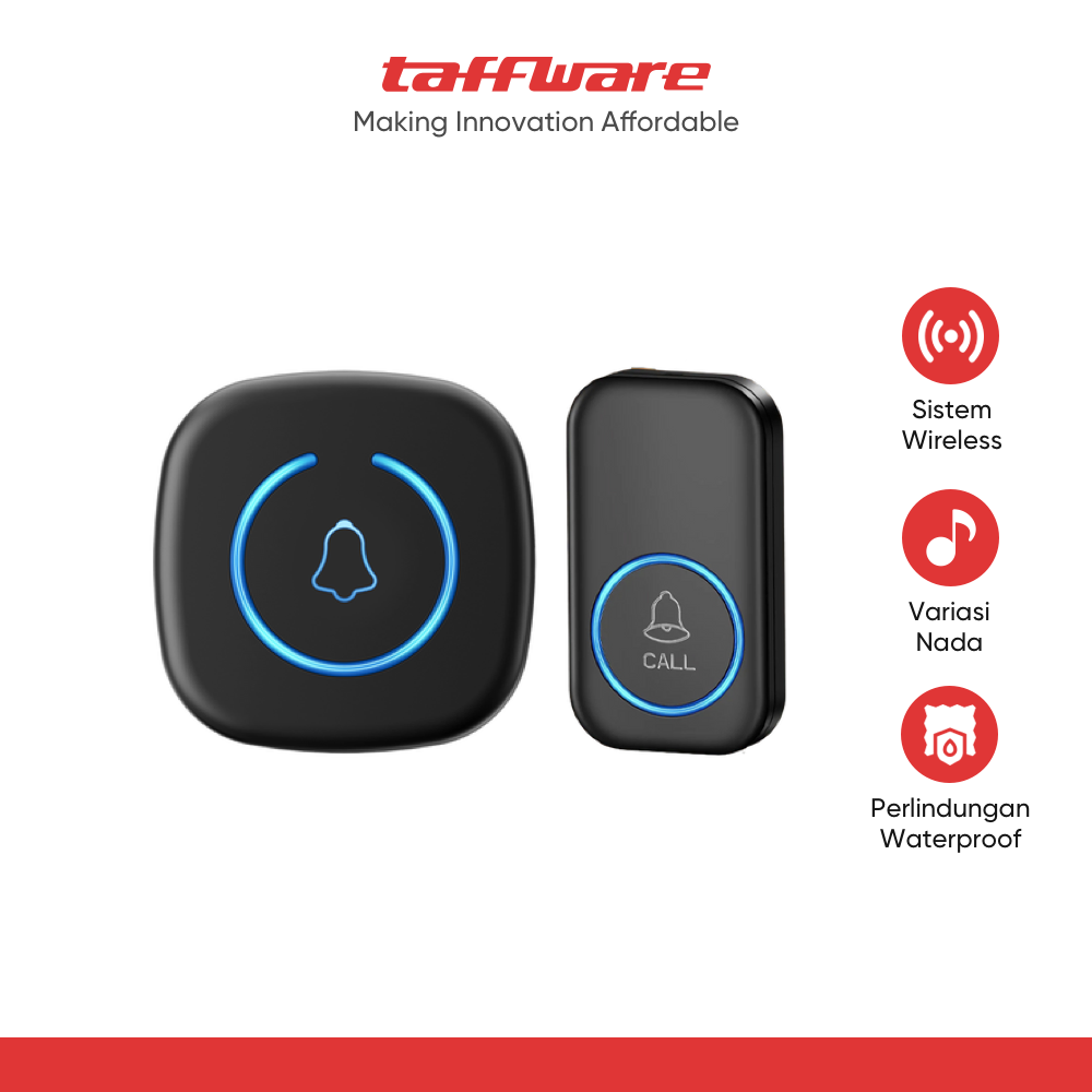 TaffHOME Bel Pintu Wireless Door Bell Waterproof EU Plug 60 Chimes - A6
