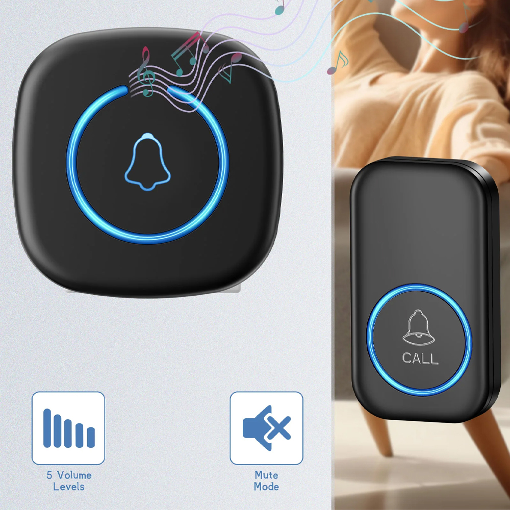 TaffHOME Bel Pintu Wireless Door Bell Waterproof EU Plug 60 Chimes - A6