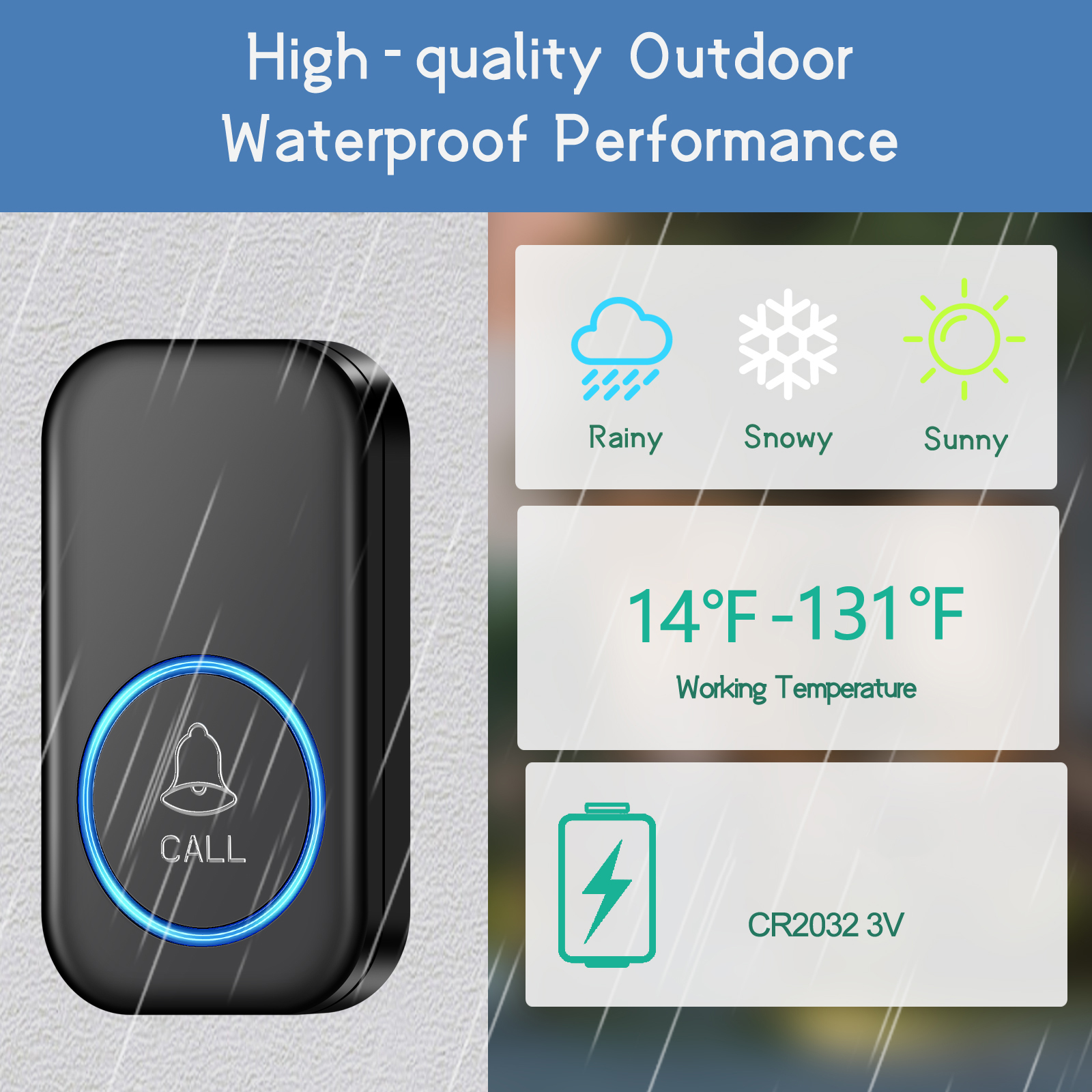 TaffHOME Bel Pintu Wireless Door Bell Waterproof EU Plug 60 Chimes - A6