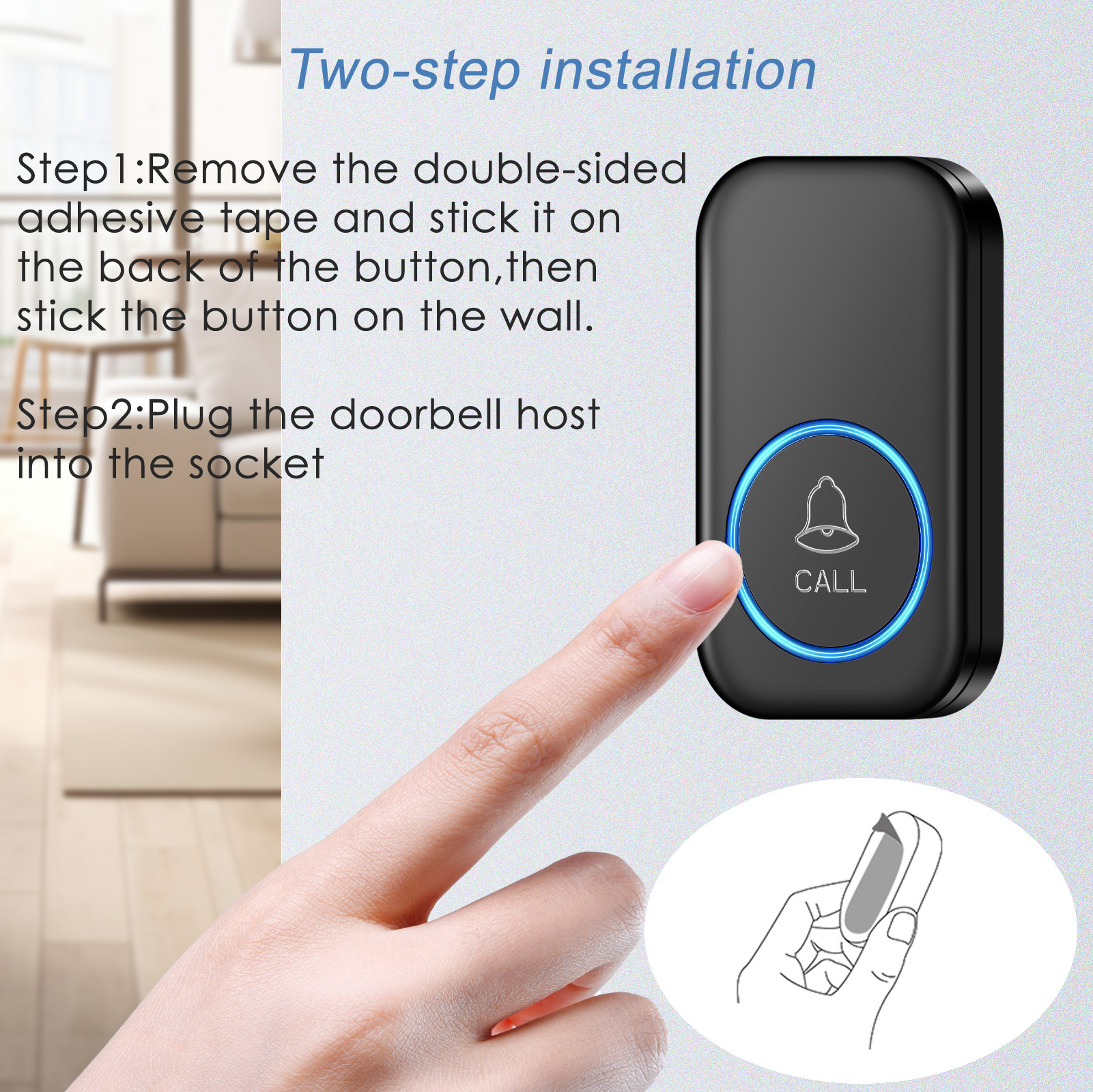 TaffHOME Bel Pintu Wireless Door Bell Waterproof EU Plug 60 Chimes - A6
