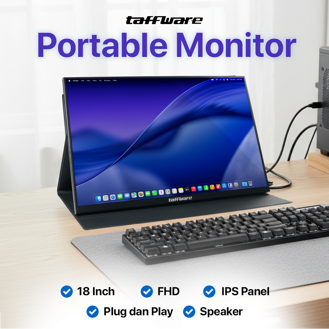 ginee_20260220115910722_3753256822.png Taffware Portable Monitor 18 Inch IPS FHD 120Hz Type C Mini HDMI - PP120HZ