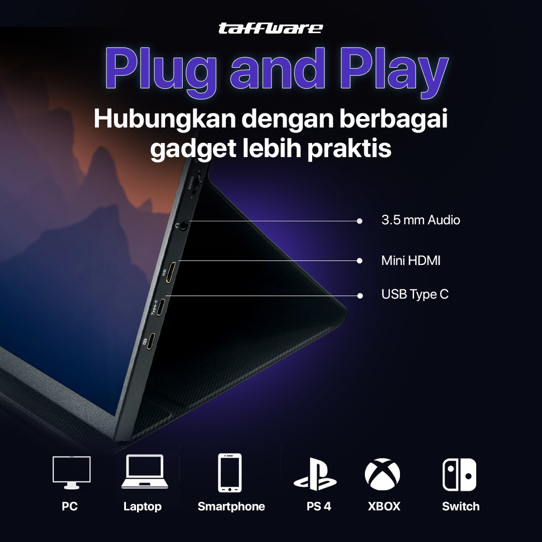 ginee_20260220115911003_8155425798.png Taffware Portable Monitor 18 Inch IPS FHD 120Hz Type C Mini HDMI - PP120HZ