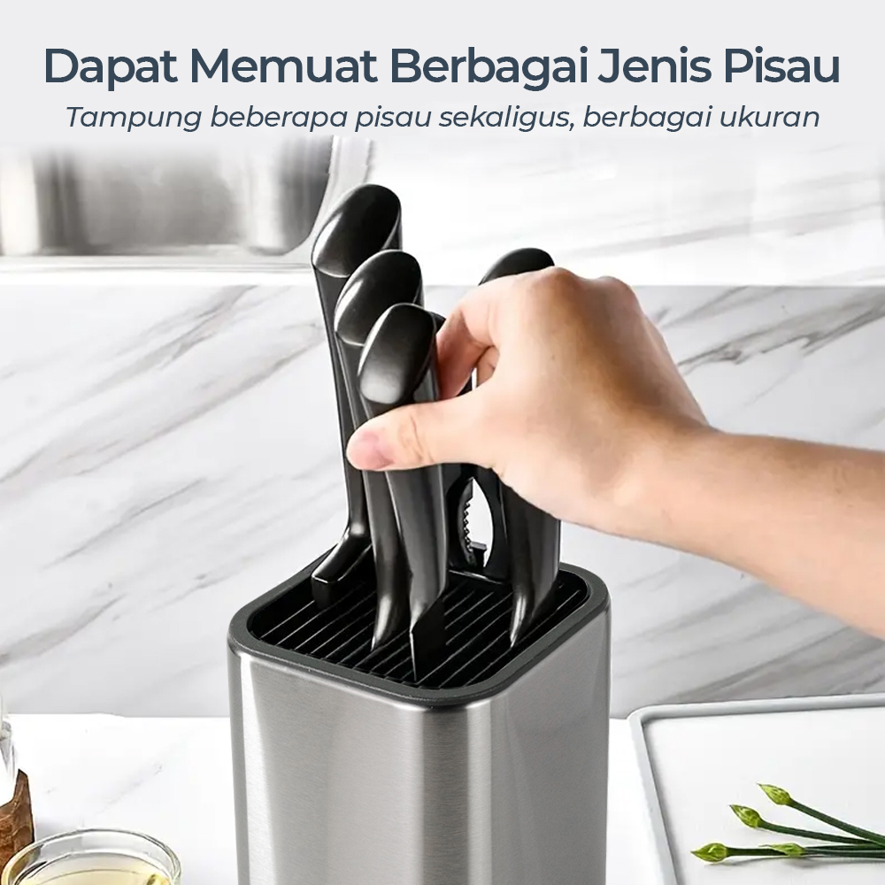 TaffHOME Tempat Pisau Dapur Kitchen Knife Stand Holder Stainless Steel - SUS430