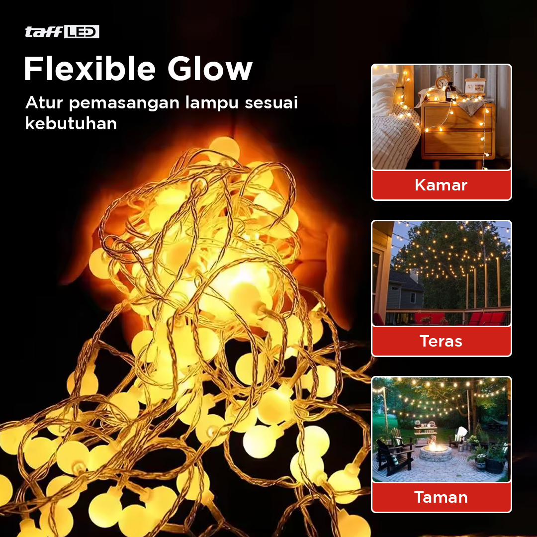 TaffLED Lampu Hias Gantung String Lights Model Bohlam with Battery - ZYD0931