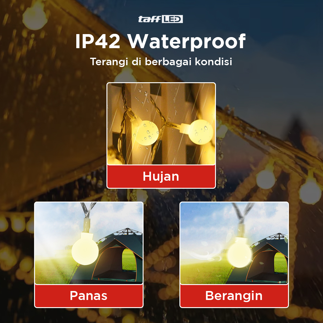 TaffLED Lampu Hias Gantung String Lights Model Bohlam with Battery - ZYD0931