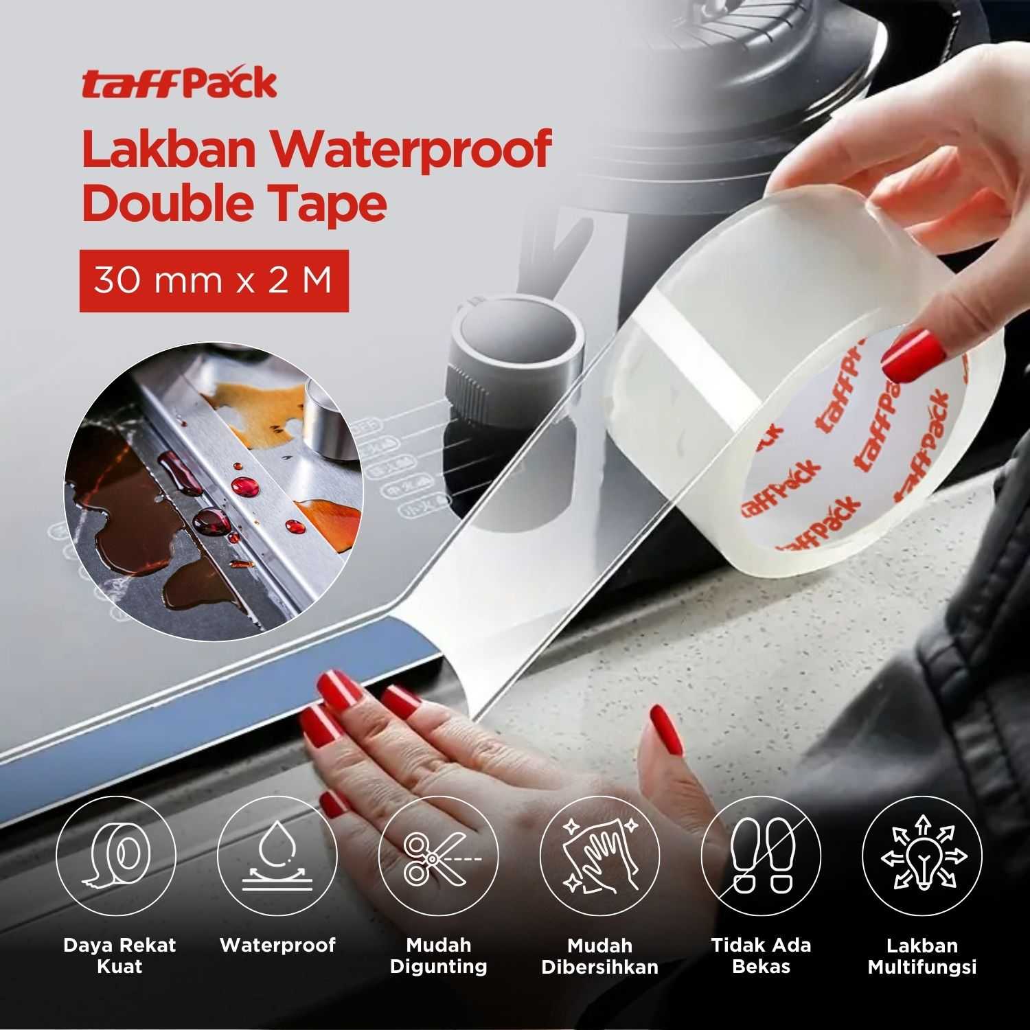 TaffPACK Lakban Waterproof Dapur Kitchen Sink Seal Double Tape 30mm - NJD11