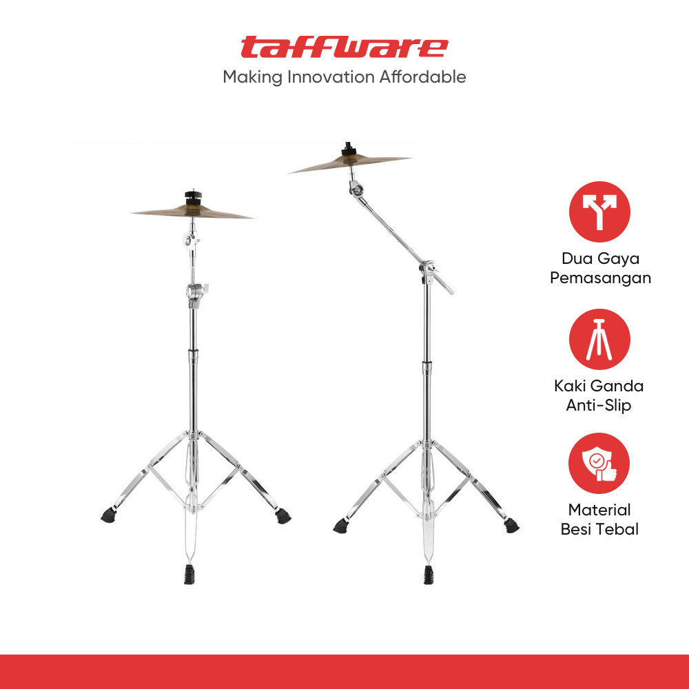 ginee_20260220121024824_6657275635.png TaffSTUDIO Drum Cymbal Stand Heavy Duty Adjustable Double Braced - FM-CST