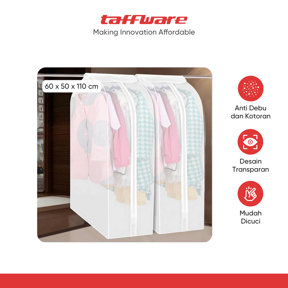 TaffHOME Cover Pakaian Anti Debu Cloth Organizer 60x50x110cm - PE1