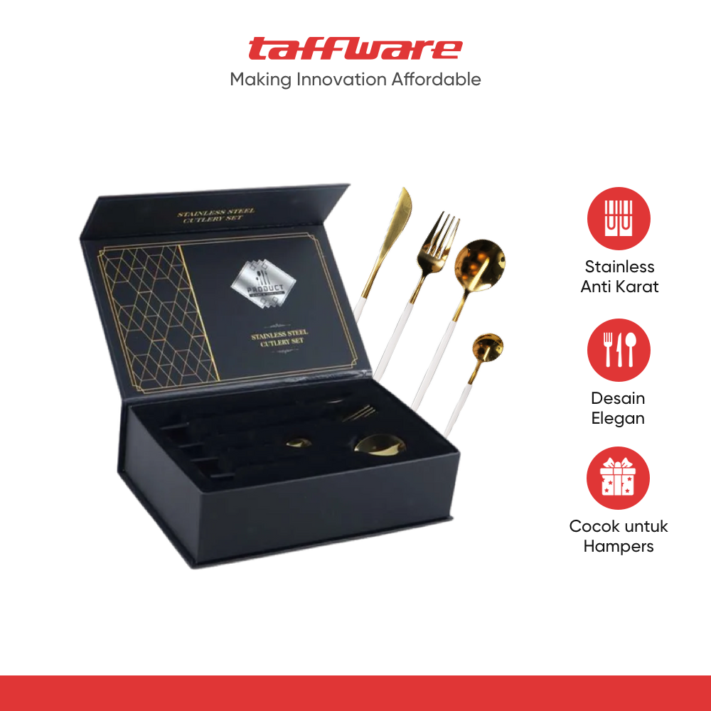TaffHOME Set Alat Makan Sendok Garpu Cutlery Stainless Steel 24 PCS - TW873