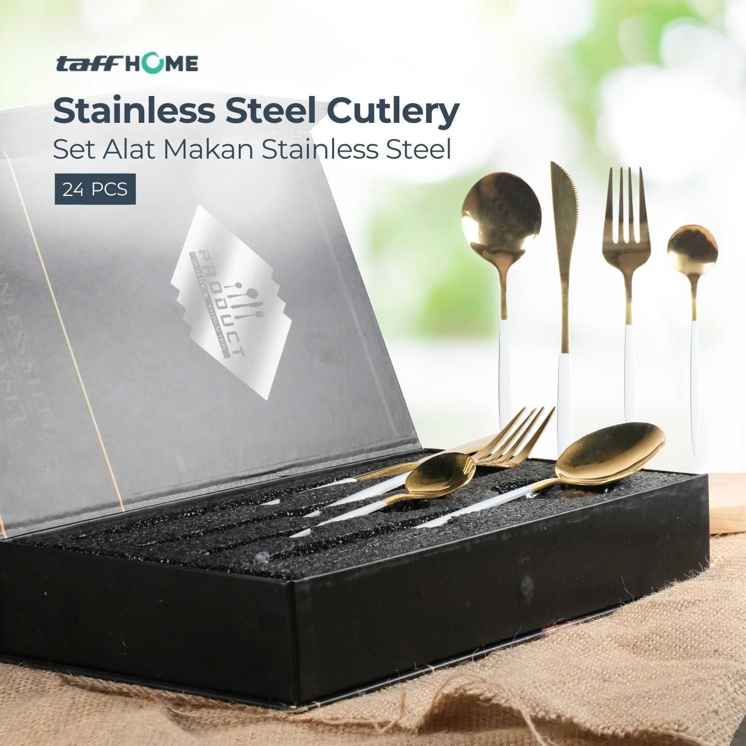 TaffHOME Set Alat Makan Sendok Garpu Cutlery Stainless Steel 24 PCS - TW873