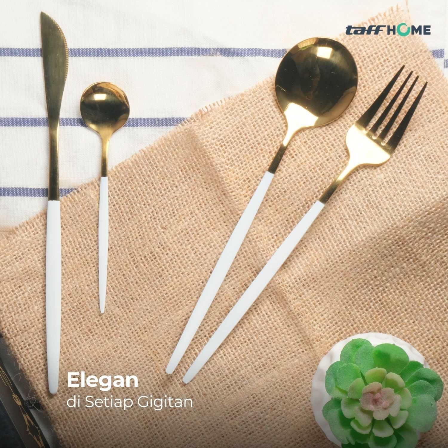 TaffHOME Set Alat Makan Sendok Garpu Cutlery Stainless Steel 24 PCS - TW873