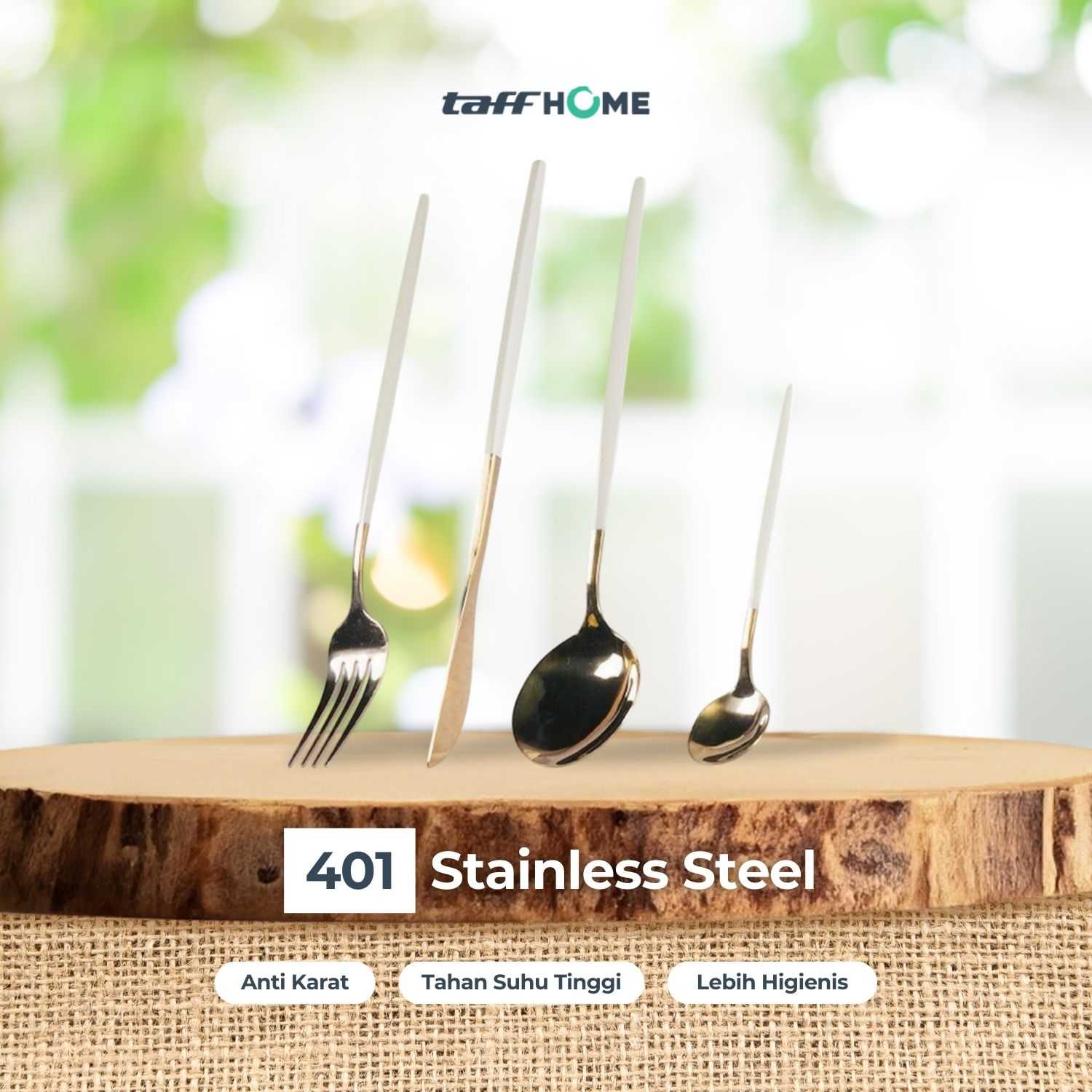 TaffHOME Set Alat Makan Sendok Garpu Cutlery Stainless Steel 24 PCS - TW873