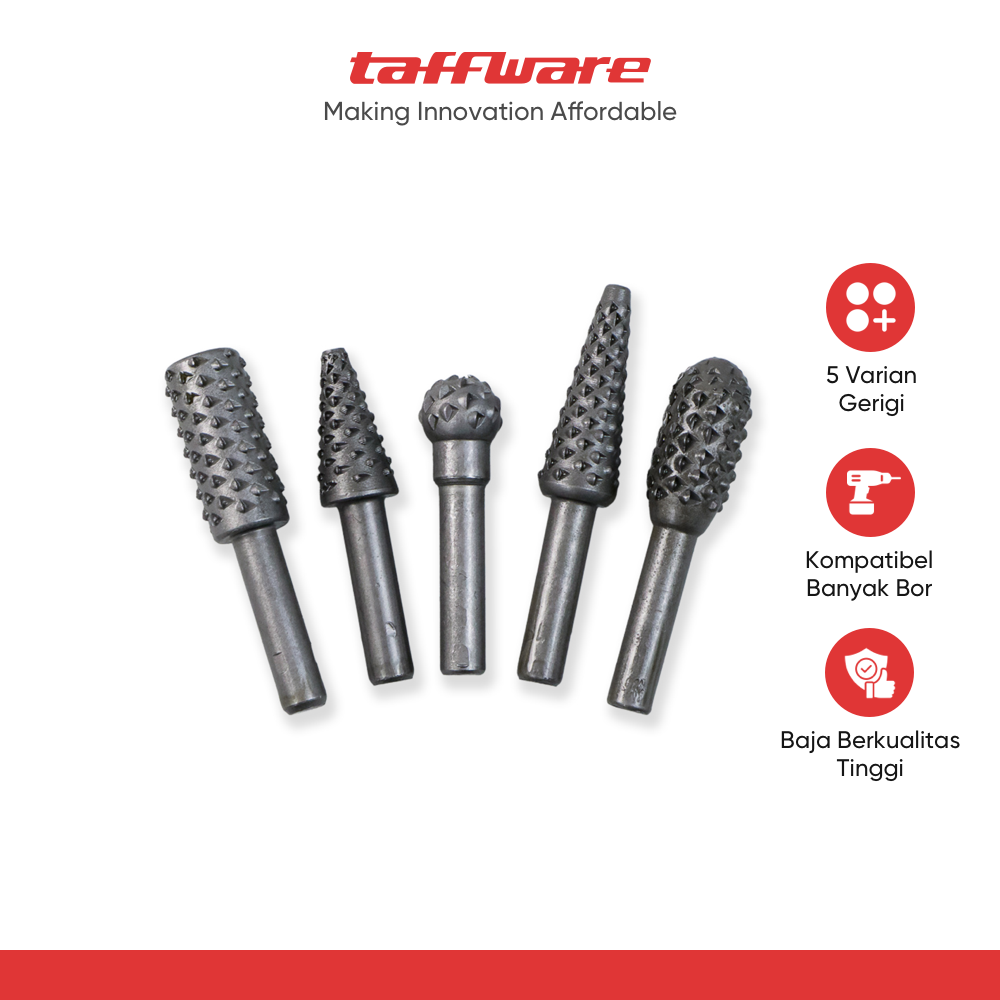 Taffware Mata Bor Kayu Wood Bits Steel 1/4 Inch 5 PCS - 25450