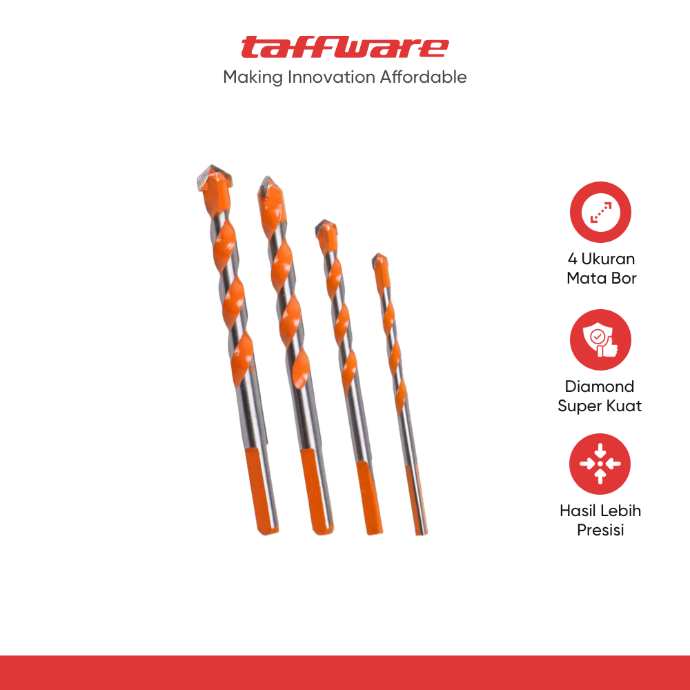 Taffware Mata Bor Diamond Drill Bit 6/8/10/12mm 4 PCS - 1